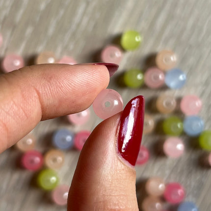 10 x Perle aus natürlichem Morganit | 6 x 8 mm | Für Mikromakramee, Schmuck & DIY‘s