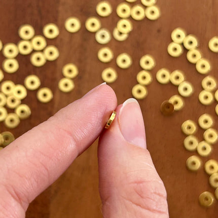 5 x Metall Perlen DQ Disc Rondellen | 6 x 1 mm | Gold (Nickelfrei)| Für Mikromakramee, Schmuck & DIY‘s