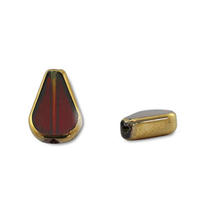 2 x Tropfen Glasperle | Rot transparent Gold | ca. 11x7.5mm (Ø1.1mm) | Für Mikromakramee, Schmuck & DIY‘s (Kopie)