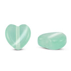 1 x Glasperle Cat`s Eye Herz | Mint | 6 mm | Für Mikromakramee, Schmuck & DIY‘s