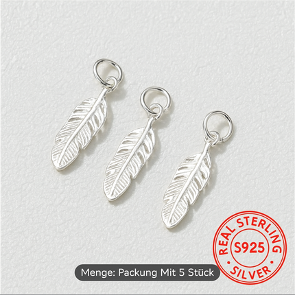 1 x Filigraner Feder Anhänger aus 925 Sterling Silber -Schmuckzubehör DIY