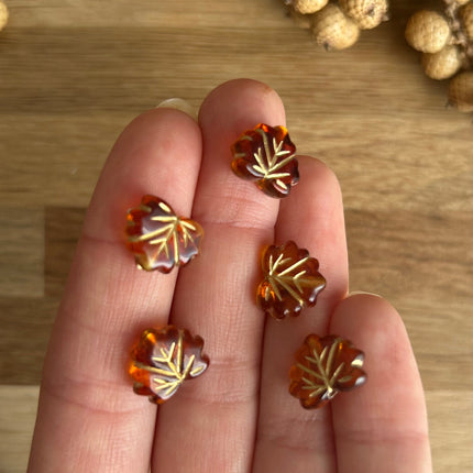 1 x Blatt-Perle aus Acryl | in Braun | Für Mikro-Makramee, Schmuck & DIY‘s