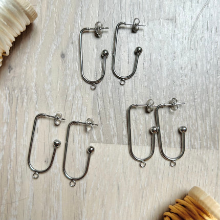 2 x Earring blanks | in silver | For micro-macrame, jewelry &amp; DIYs