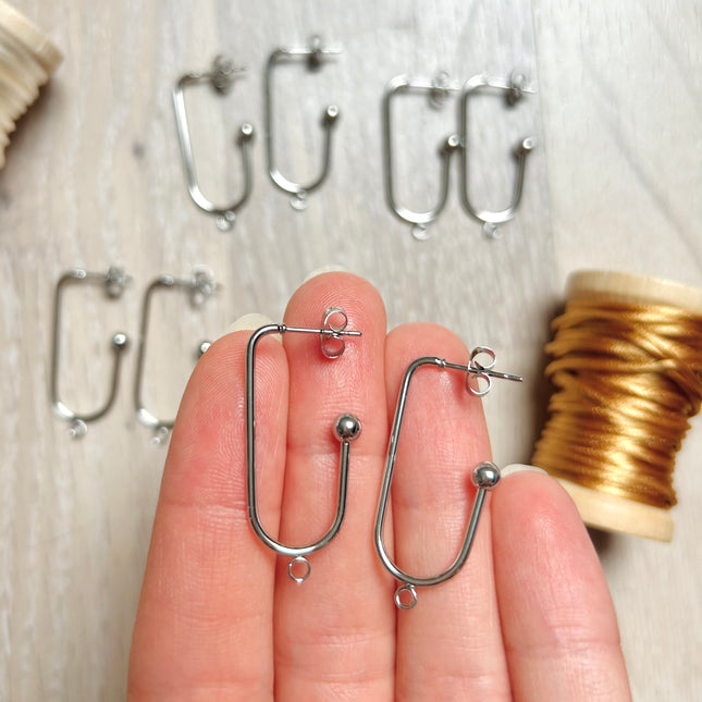 2 x Ohrring-Rohlinge | in Silber | Für Mikromakramee, Schmuck & DIY‘s