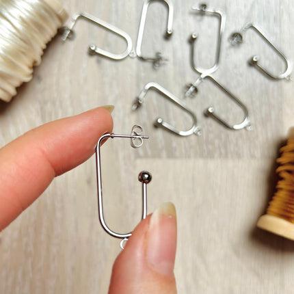 2 x Earring blanks | in silver | For micro-macrame, jewelry &amp; DIYs