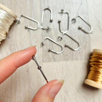2 x Earring blanks | in silver | For micro-macrame, jewelry &amp; DIYs