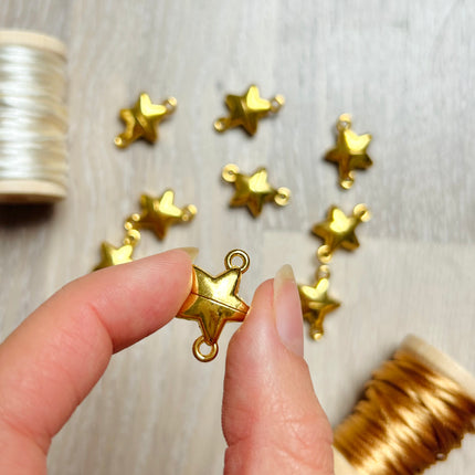 1 x Stern-Magnetverschluss aus Metall | in Gold | Für Makramee, Schmuck & DIY‘s