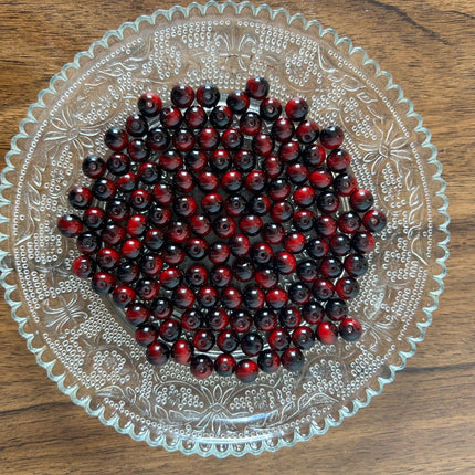 10 x Edelsteinperle aus Tigerauge | in Rot | 8 mm | Für Mikromakramee, Schmuck & DIY‘s