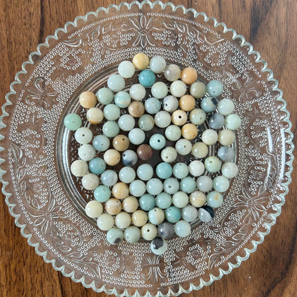 10 x Edelsteinperle aus mehrfarbigem Amazonit | 8 mm | Mikromakramee, DIY‘s & Schmuck