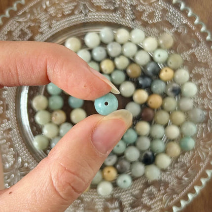 10 x Edelsteinperle aus mehrfarbigem Amazonit | 8 mm | Mikromakramee, DIY‘s & Schmuck