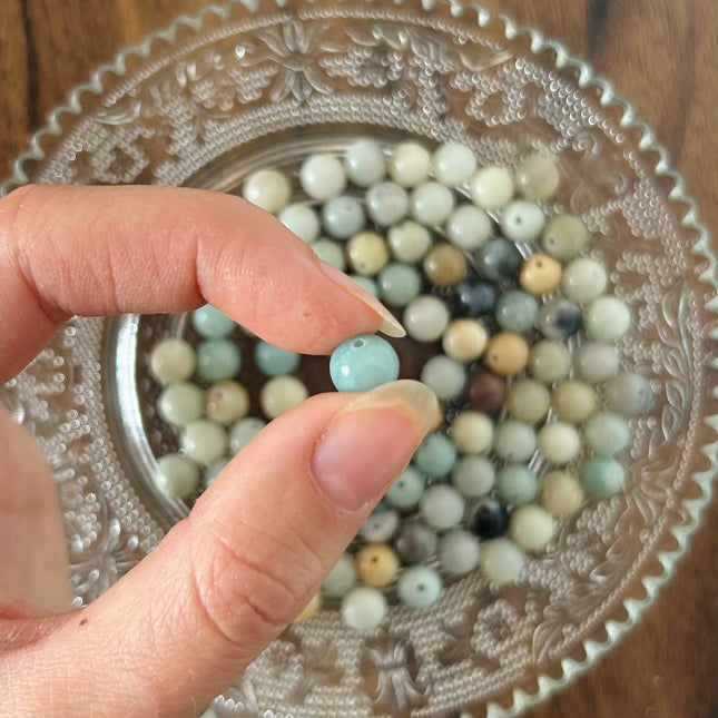 Amazonit Edelsteinperle | mehrfarbig | 8 mm | Mikromakramee, DIY‘s & Schmuck