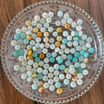 10 x Rondell Edelsteinperle aus mehrfarbigem Amazonit | 5 x 8 mm | Mikromakramee, DIY‘s & Schmuck