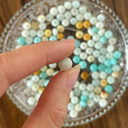10 x Rondell Edelsteinperle aus mehrfarbigem Amazonit | 5 x 8 mm | Mikromakramee, DIY‘s & Schmuck