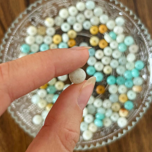 Amazonit Rondell Edelsteinperle  mehrfarbig | 5 x 8 mm | Mikromakramee, DIY‘s & Schmuck