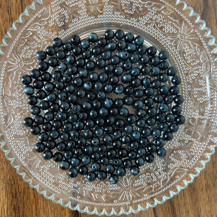 10 x Edelsteinperle aus Tigerauge | in Dunkelblau | 8 mm | Für Mikromakramee, Schmuck & DIY‘s