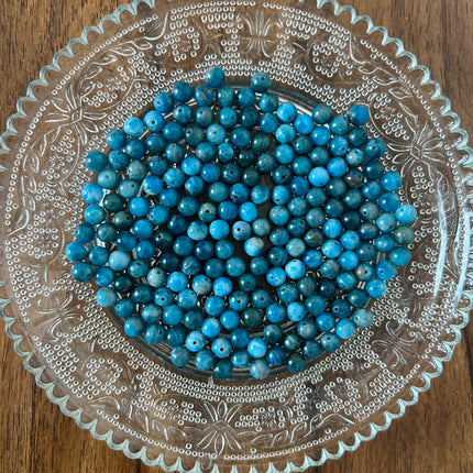 10 x Edelsteinperle aus Apatit AB | in Blau | 6 mm | Für Mikromakramee, Schmuck & DIY‘s