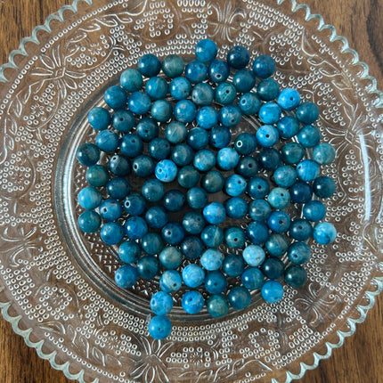 10 x Edelsteinperle aus Apatit AB | in Blau | 8 mm | Für Mikromakramee, Schmuck & DIY‘s