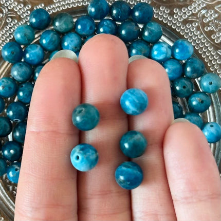 10 x Edelsteinperle aus Apatit AB | in Blau | 8 mm | Für Mikromakramee, Schmuck & DIY‘s
