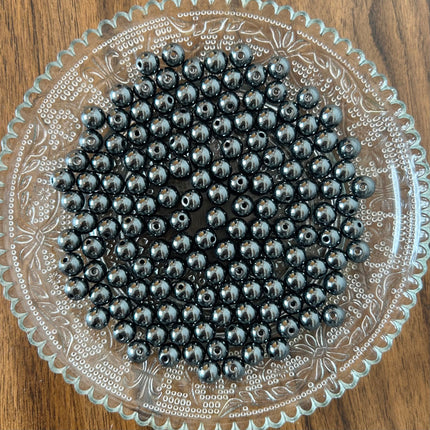 10 x Natursteinperle aus Hämatit | 8 mm | Für Mikromakramee, Schmuck & DIY‘s