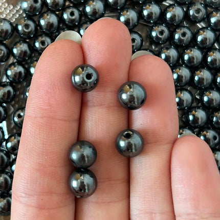 10 x Natursteinperle aus Hämatit | 8 mm | Für Mikromakramee, Schmuck & DIY‘s