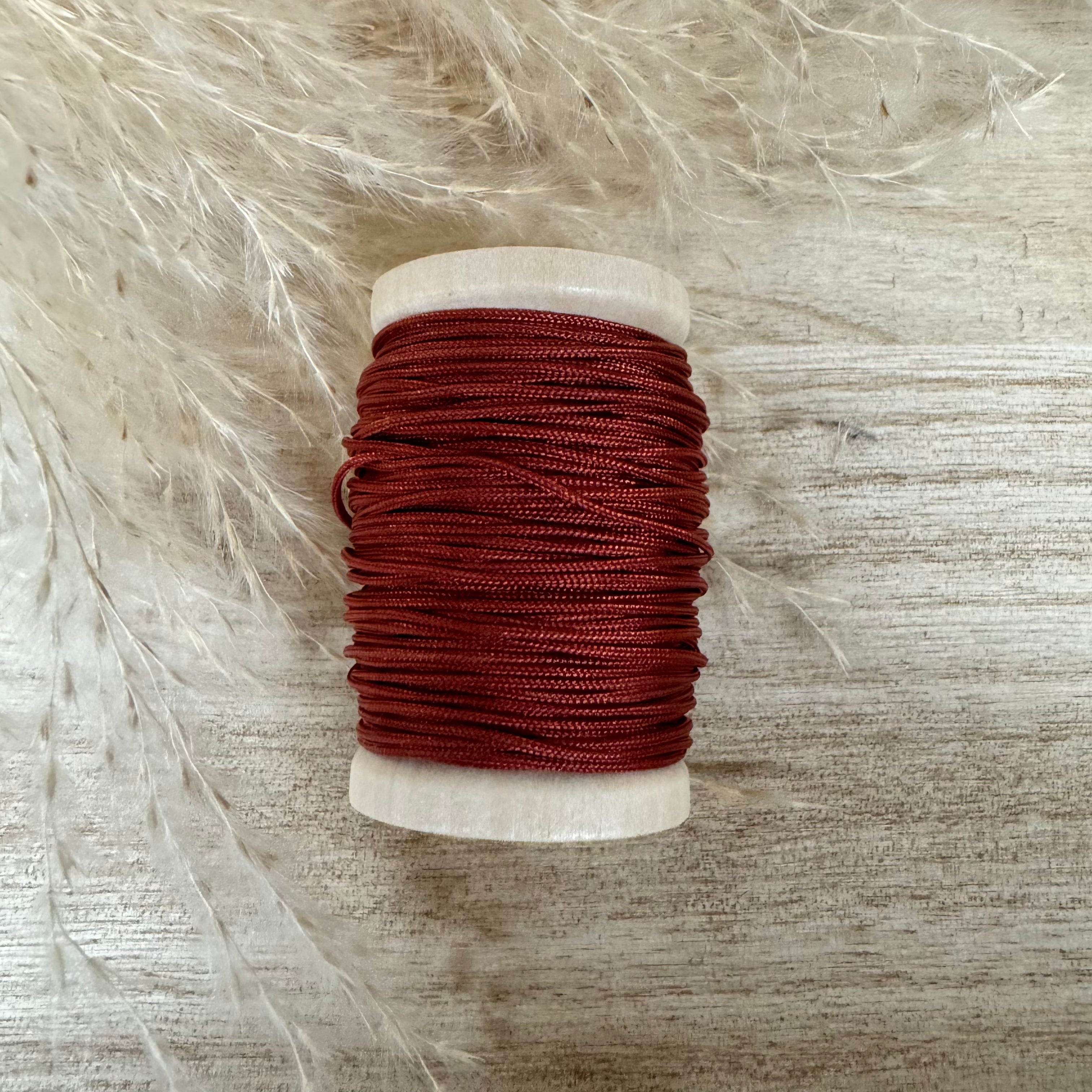 Rostrot ungewachstes Nylon Garn 1 mm für Makramee Schmuckherstellung  DIY