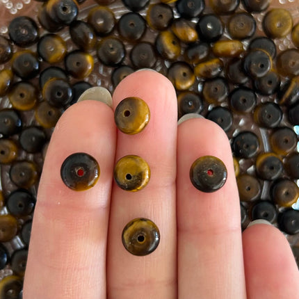 10 x Rondell Edelsteinperle aus Tigerauge | in Braun | 5 x 8 mm | Mikromakramee, DIY‘s & Schmuck