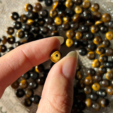 10 x Rondell Edelsteinperle aus Tigerauge | in Braun | 5 x 8 mm | Mikromakramee, DIY‘s & Schmuck