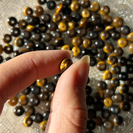 10 x Rondell Edelsteinperle aus Tigerauge | in Braun | 5 x 8 mm | Mikromakramee, DIY‘s & Schmuck