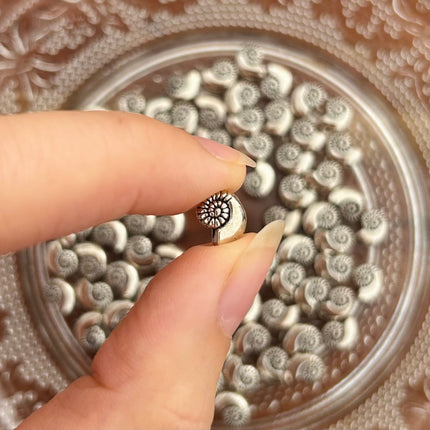 1 x Schneckenmuschel Perle | in Silber | 8 x6 mm | Für Makramee, Schmuck & DIY‘s