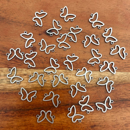 1 x Schmetterling-Verbinder | in Silber | Für Mikromakramee, Schmuck & DIY‘s