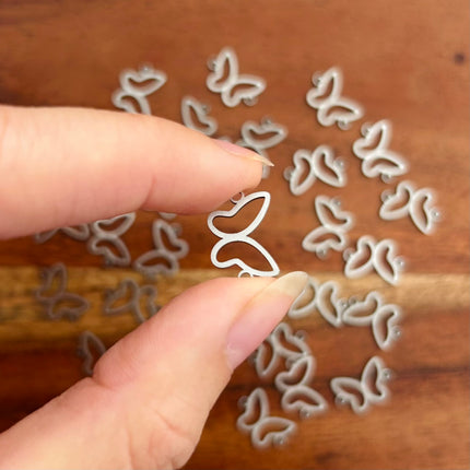 1 x Schmetterling-Verbinder | in Silber | Für Mikromakramee, Schmuck & DIY‘s