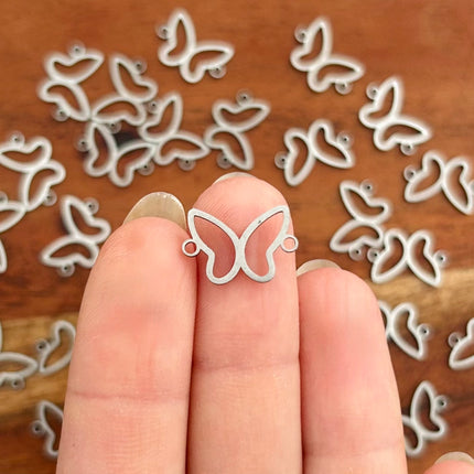 1 x Schmetterling-Verbinder | in Silber | Für Mikromakramee, Schmuck & DIY‘s