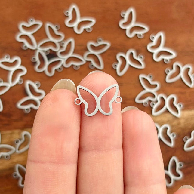 1 x Schmetterling-Verbinder | in Silber | Für Mikromakramee, Schmuck & DIY‘s