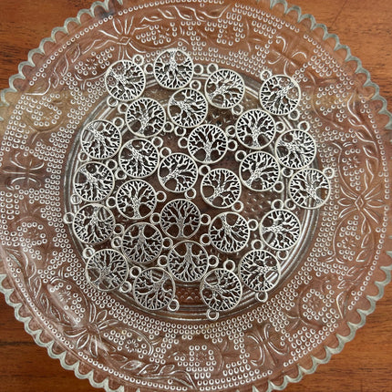 1 x Runder Lebensbaum-Verbinder | in Silber | 22 x 15 mm | Für Mikromakramee, Schmuck & DIY‘s