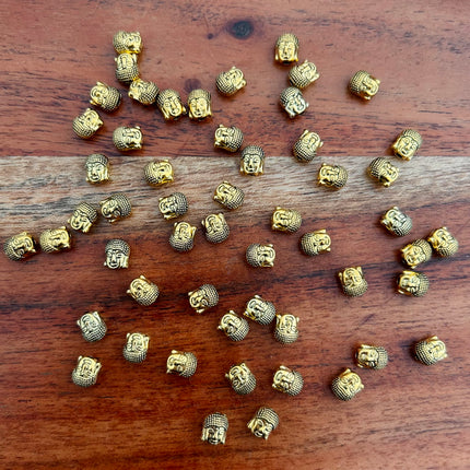 1 x Buddhakopf-Perle | in Gold | 7 x 6 mm | Für Mikromakramee, Schmuck & DIY‘s