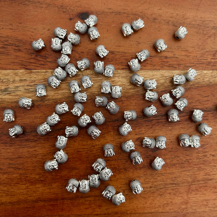 1 x Buddhakopf-Perle | in Silber | 7 x 6 mm | Für Mikromakramee, Schmuck & DIY‘s