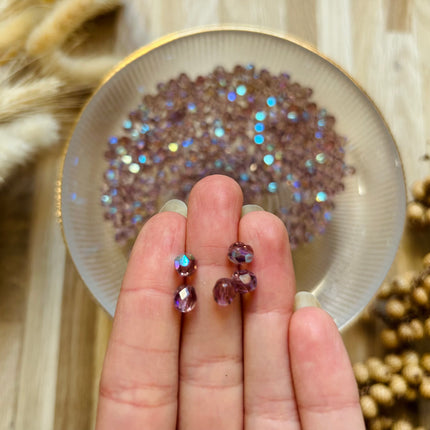 5 x Facettierte Glasperlen| in Light Amethyst | Für Mikromakramee, Schmuck & DIY‘s