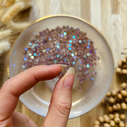 5 x Facettierte Glasperlen| in Light Amethyst | Für Mikromakramee, Schmuck & DIY‘s