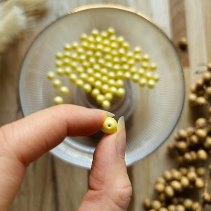 5 x Facettierte Glasperlen | in Pastel Yellow | 8mm | Für Mikromakramee, Schmuck & DIY‘s