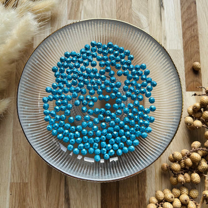 5 x Facettierte Glasperlen | in Pastel Aqua | 6 mm | Für Mikromakramee, Schmuck & DIY‘s