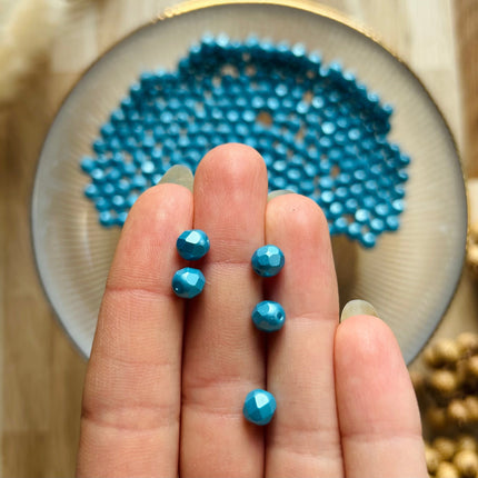 5 x Facettierte Glasperlen | in Pastel Aqua | 6 mm | Für Mikromakramee, Schmuck & DIY‘s