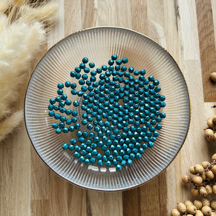 5 x Facettierte Glasperlen| in Alabaster Smaragd | 6 mm |Für Mikromakramee, Schmuck & DIY‘s