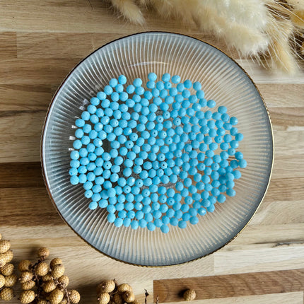 5 x Facettierte Glasperlen| in Aquamarin | 6 mm | Für Mikromakramee, Schmuck & DIY‘s