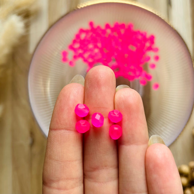 5 x Facettierte Glasperlen | in Matt Neon Pink | 6 mm | Für Mikromakramee, Schmuck & DIY‘s