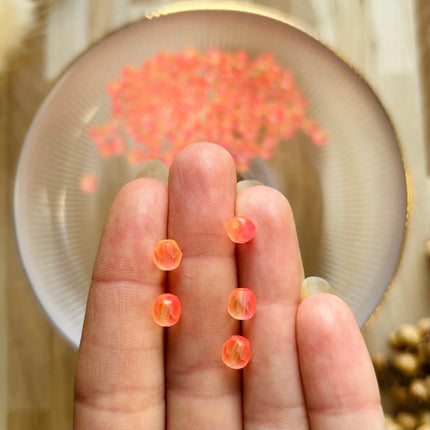 5 x Facettierte Glasperlen | in Matt Orange-Pink | 6 mm | Für Mikromakramee, Schmuck & DIY‘s