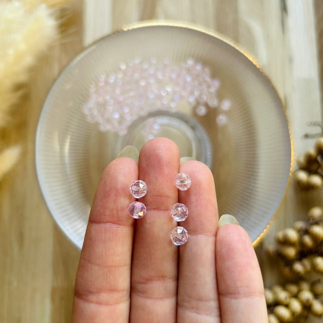 5 x Facettierte Glasperlen | in Rosa | 6 mm | Für Mikromakramee, Schmuck & DIY‘s