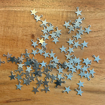 1 x Stern-Anhänger | in Silberoptik | Für Mikromakramee, Schmuck & DIY’s