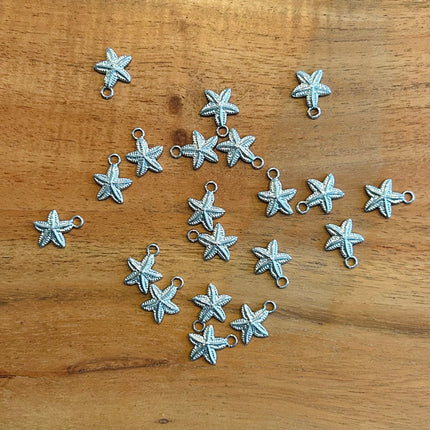 1 x Seestern-Anhänger aus Metall | in Silber | Für Makramee, Schmuck & DIY‘s