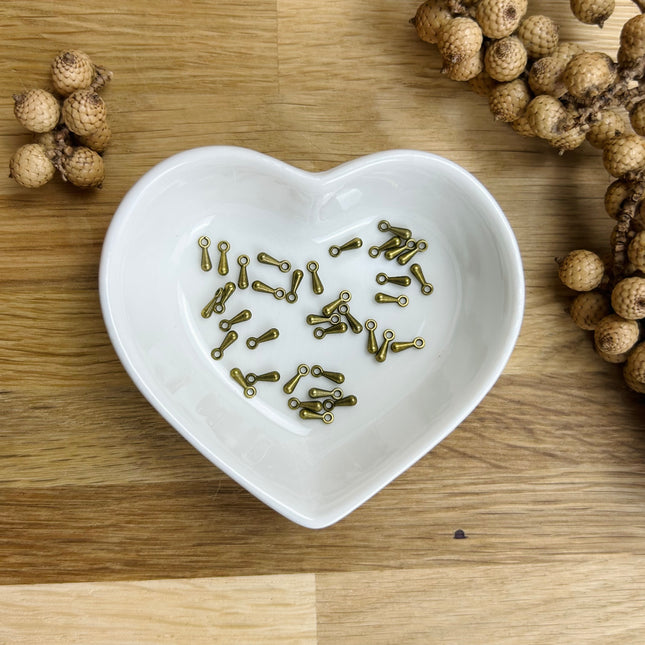 10 x Tropfen Anhänger | in Bronze| Für Mikromakramee, Schmuck & DIY‘s