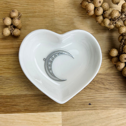 1 x Ornate Half-Moon Pendant | Silver | For Micro-Macrame, Jewelry & DIYs